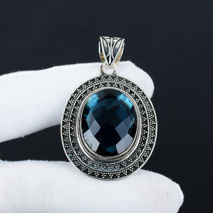 Blue Indicolite Gemstone Pendant