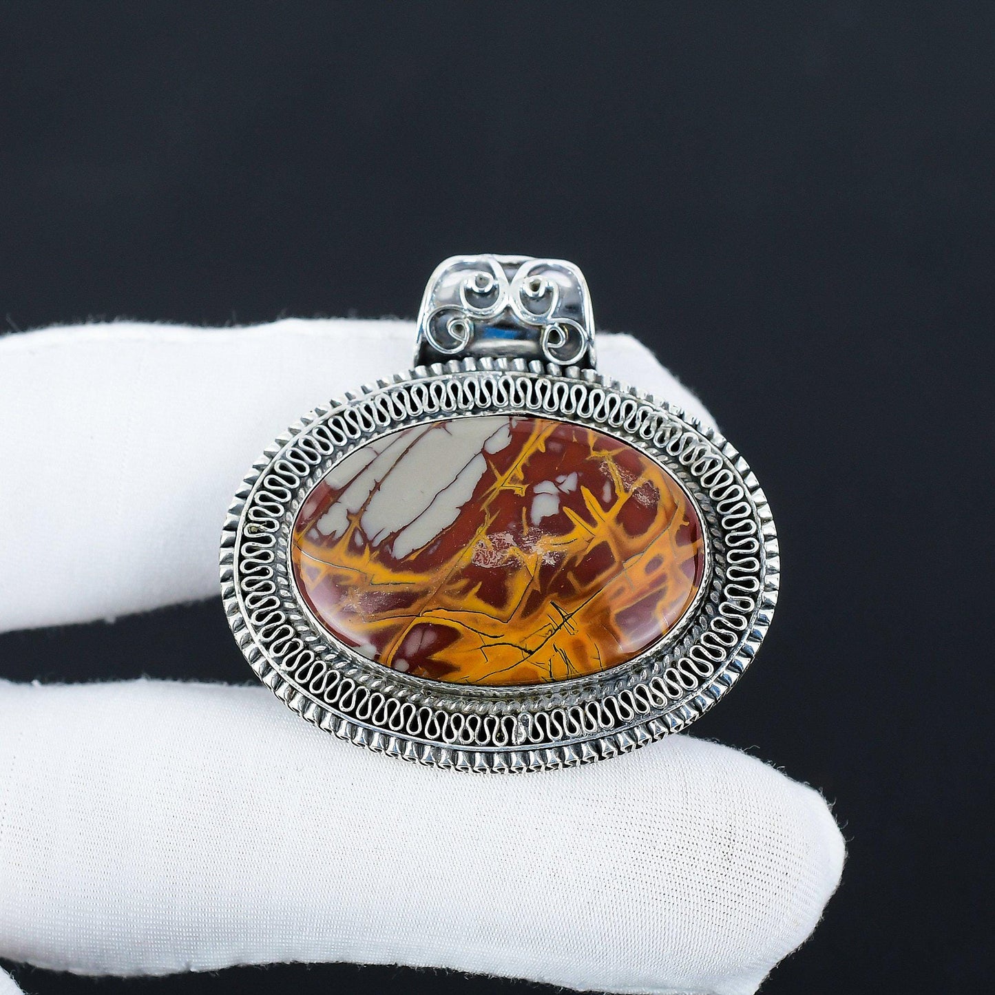Red Mookaite Sterling Silver Pendant