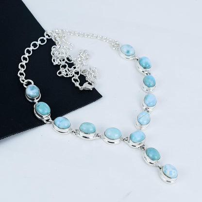 Larimar Blue Gemstone Necklace