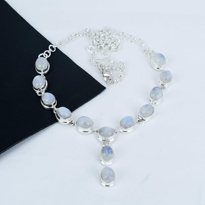 Sterling Silver Flashy Moonstone Necklace