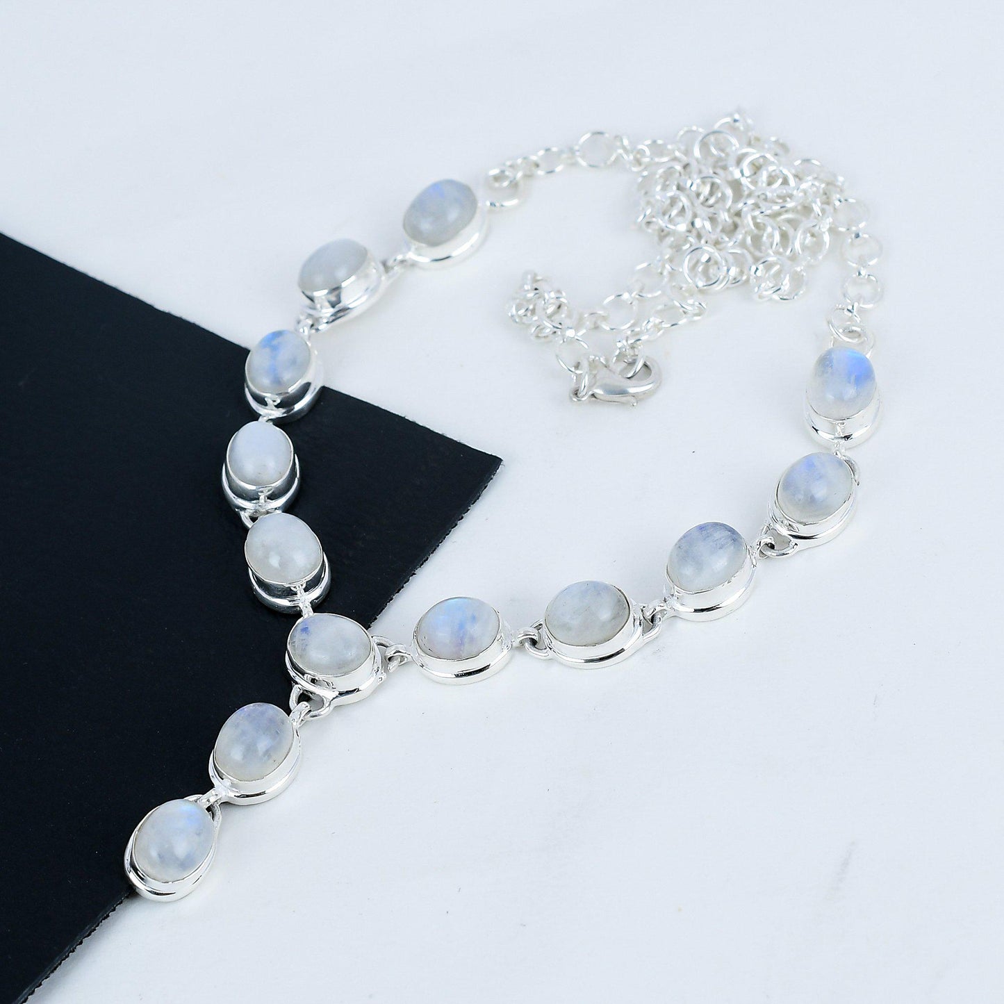 Sterling Silver Flashy Moonstone Necklace