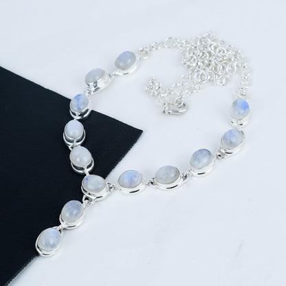 Sterling Silver Flashy Moonstone Necklace