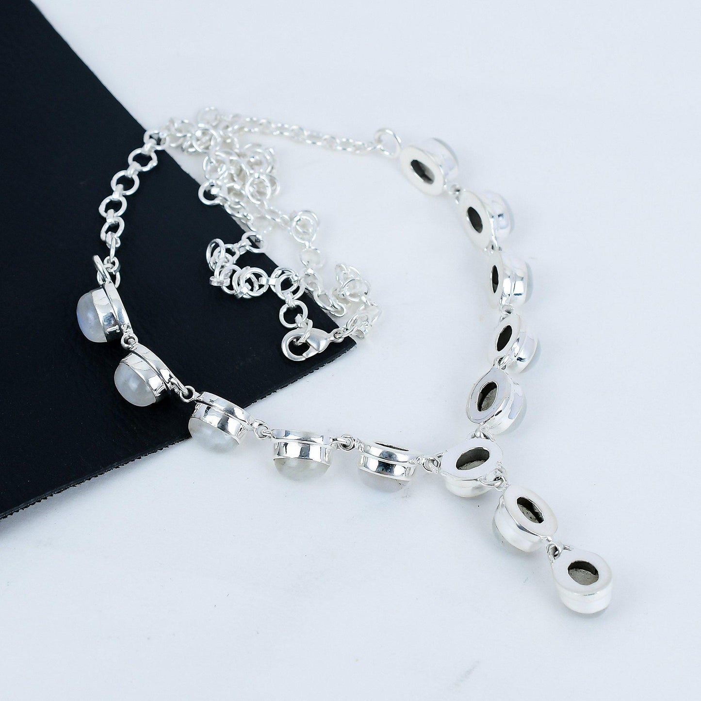 Sterling Silver Flashy Moonstone Necklace