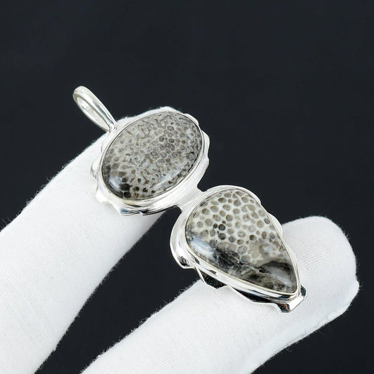 Stingray Coral Grey Gemstone Pendant