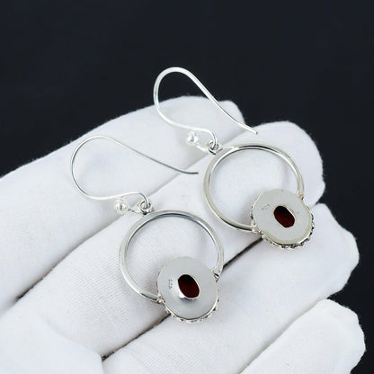 Red Coral Hoop Earrings