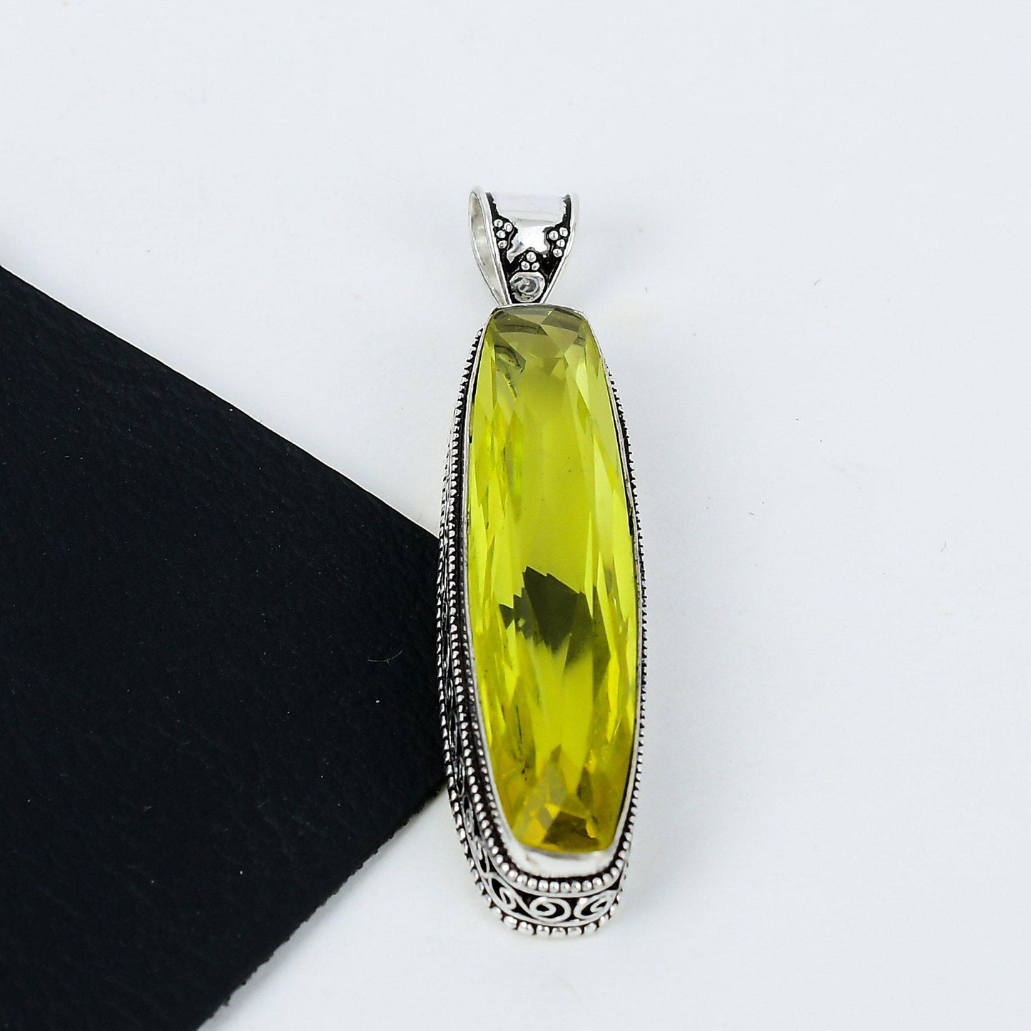 Lemon Quartz Silver Pendant