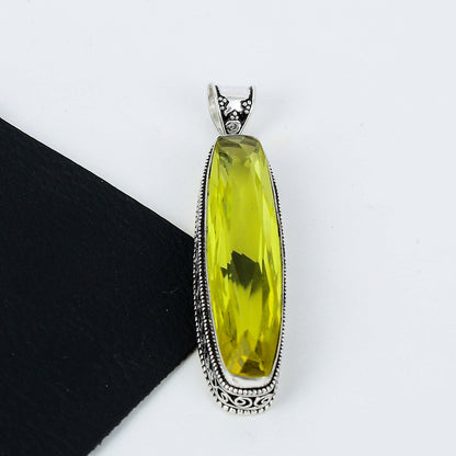 Lemon Quartz Silver Pendant