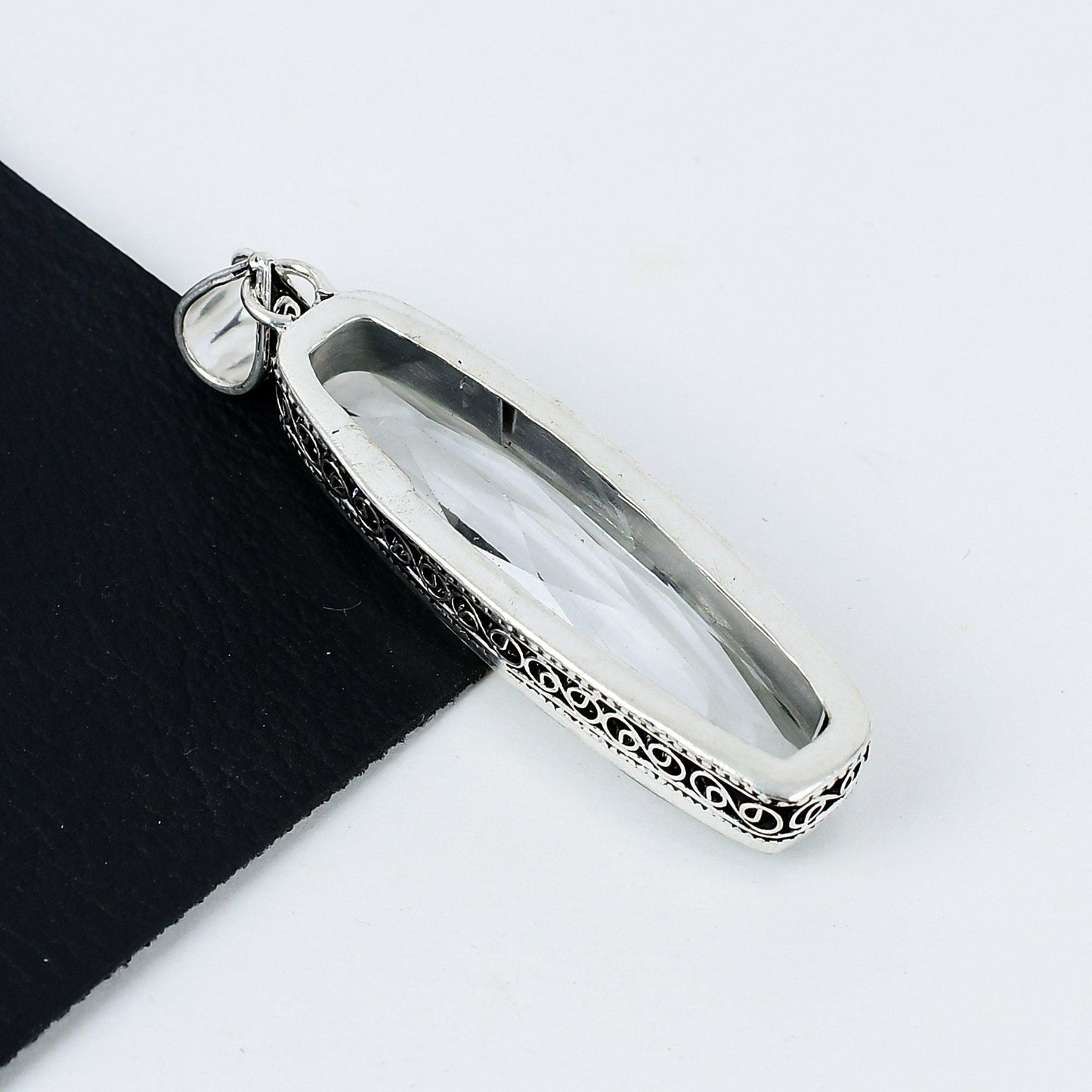 White Topaz Gemstone Sterling Silver Pendant