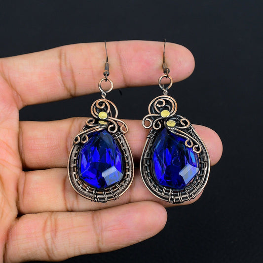 London Blue Topaz Gemstone Copper Earrings