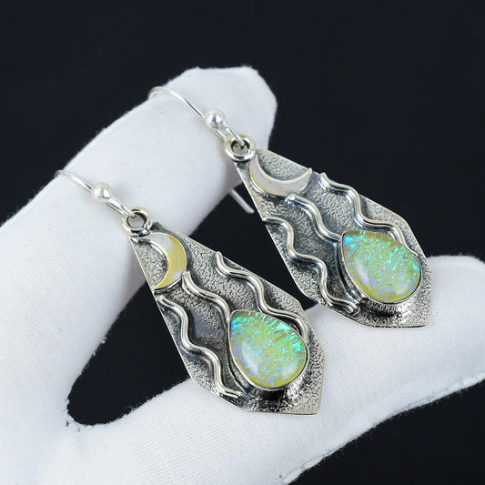 Yellow Fire Opal Gemstone Earrings