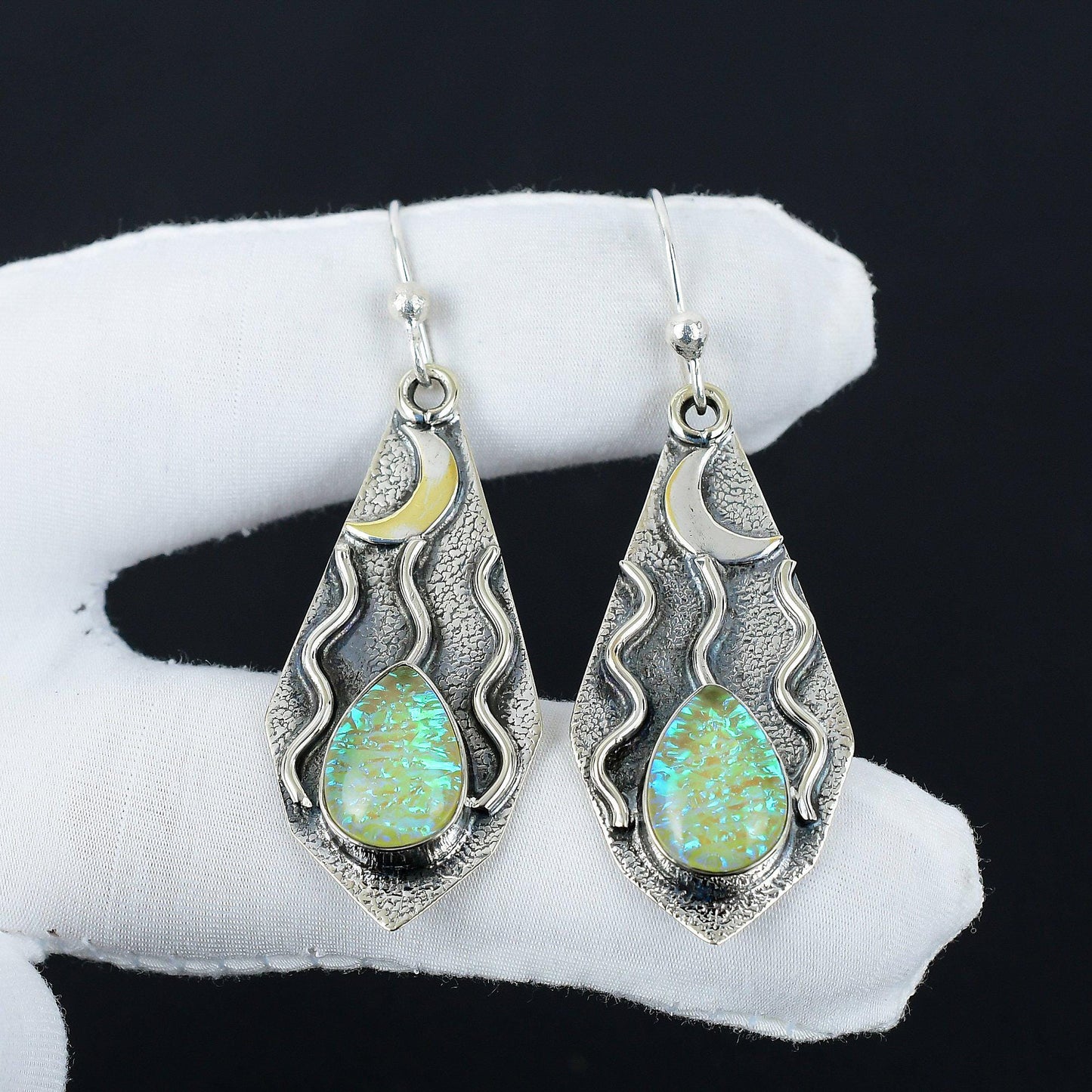 Yellow Fire Opal Gemstone Earrings