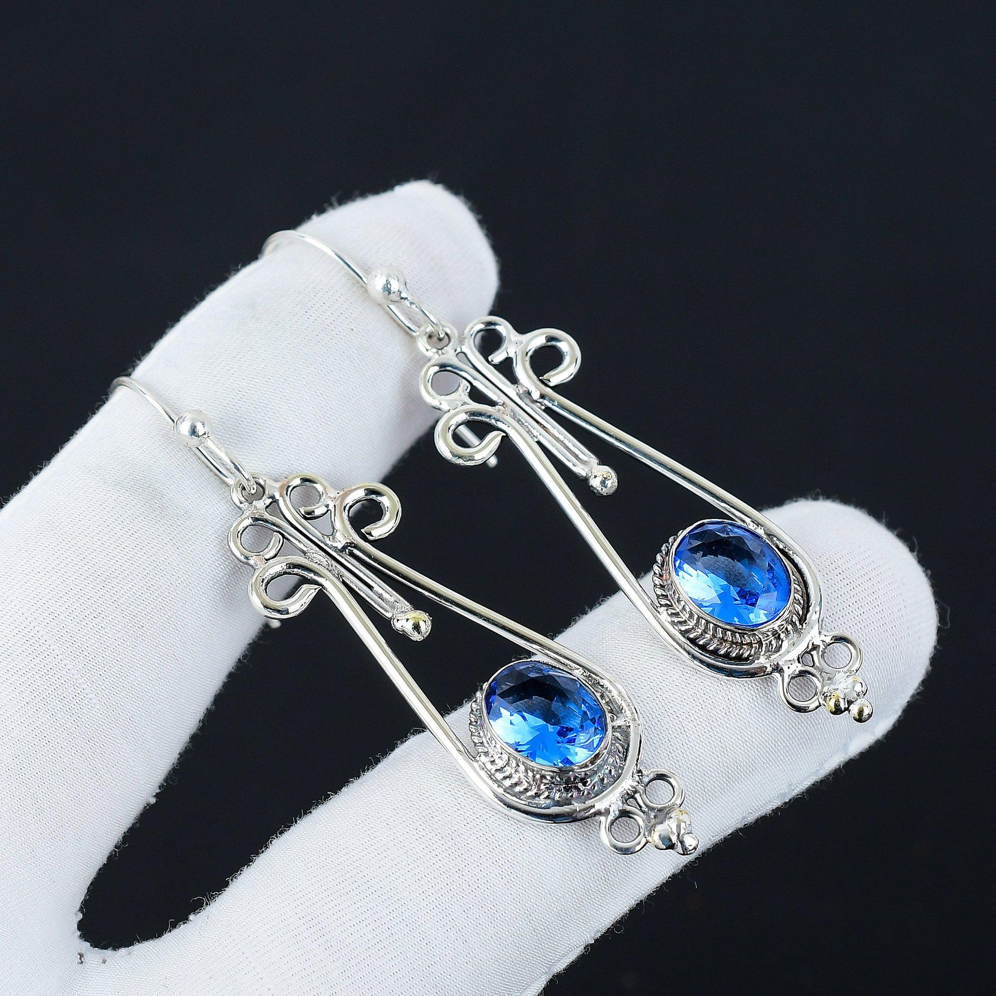 Swiss Blue Topaz Sterling Silver Earrings
