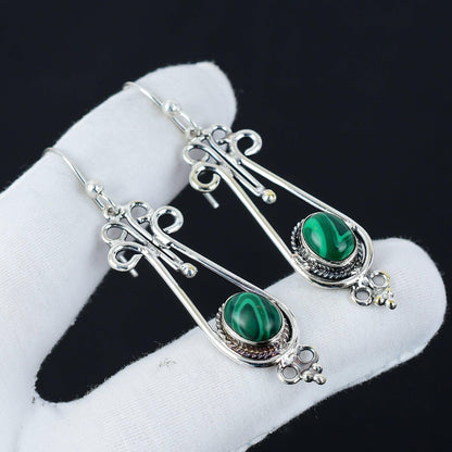 Green Malachite Statement Earrings
