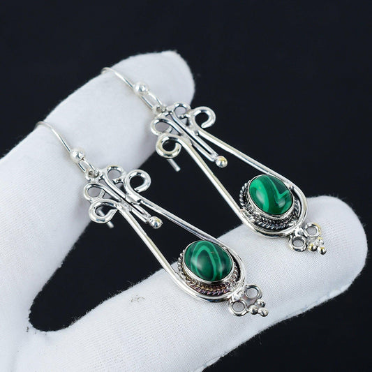Green Malachite Statement Earrings