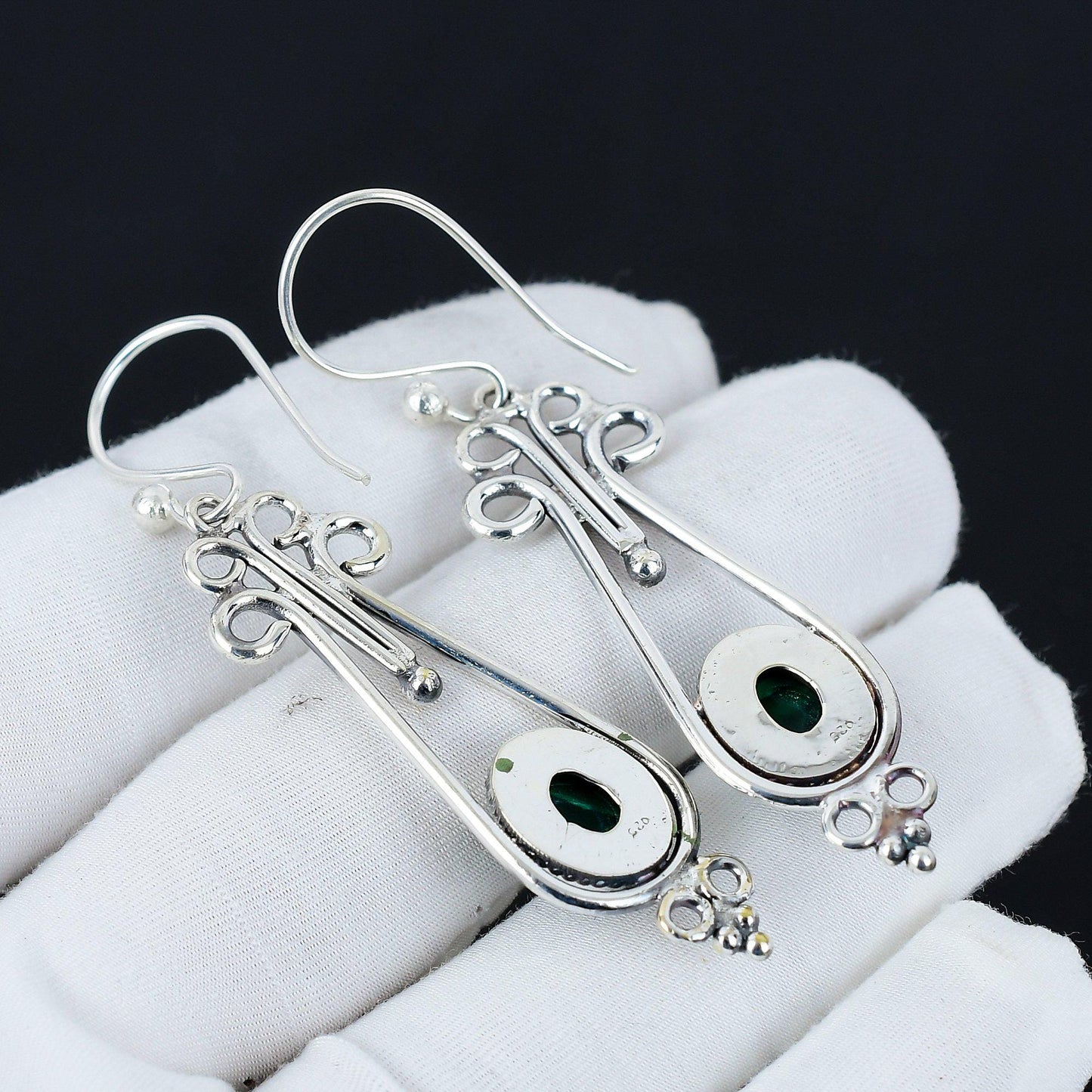 Green Malachite Statement Earrings