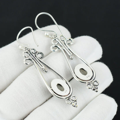 Blue Flash Moonstone Silver Earrings