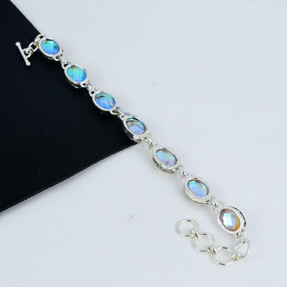 Iridescent Mystic Topaz Silver Bracelet