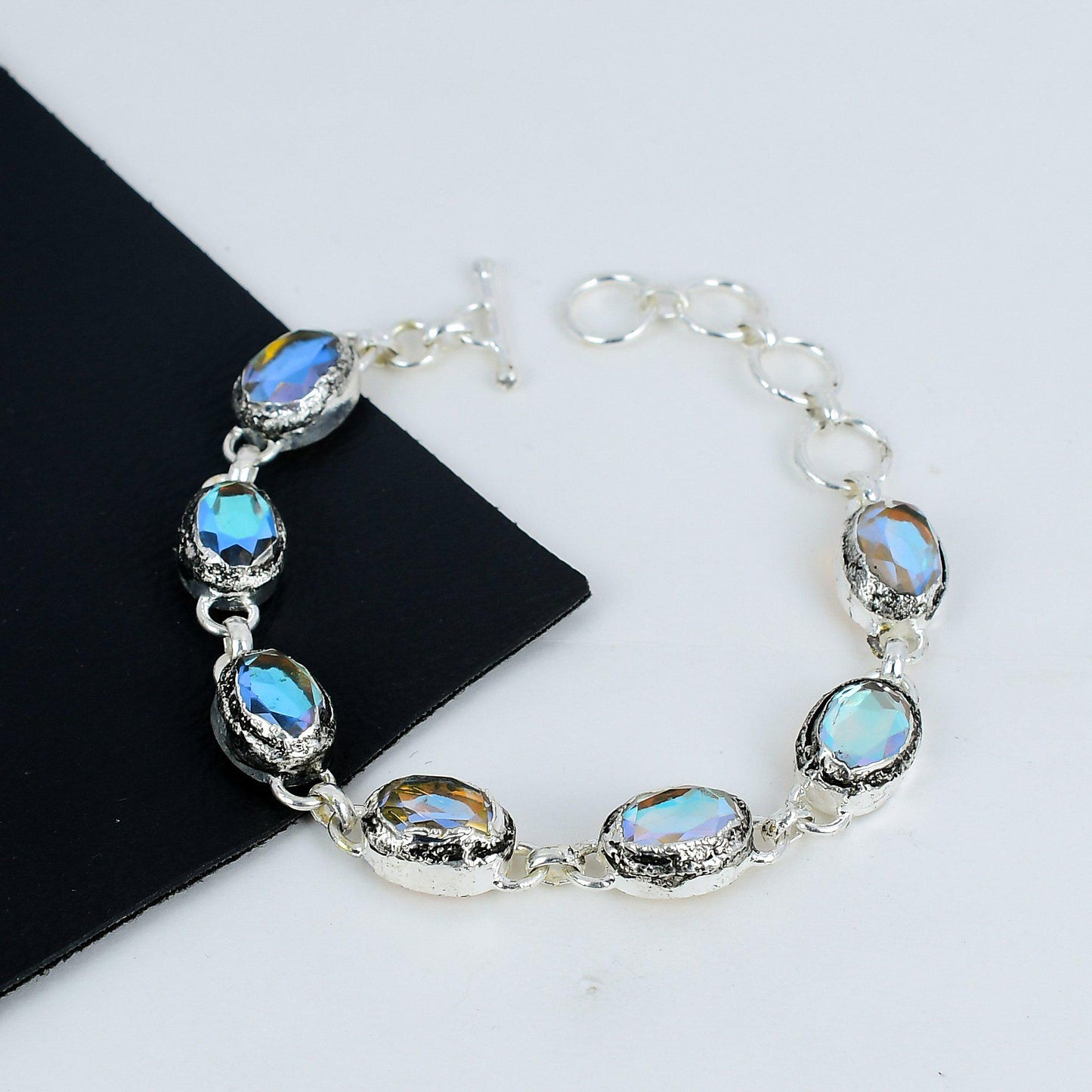 Iridescent Mystic Topaz Silver Bracelet