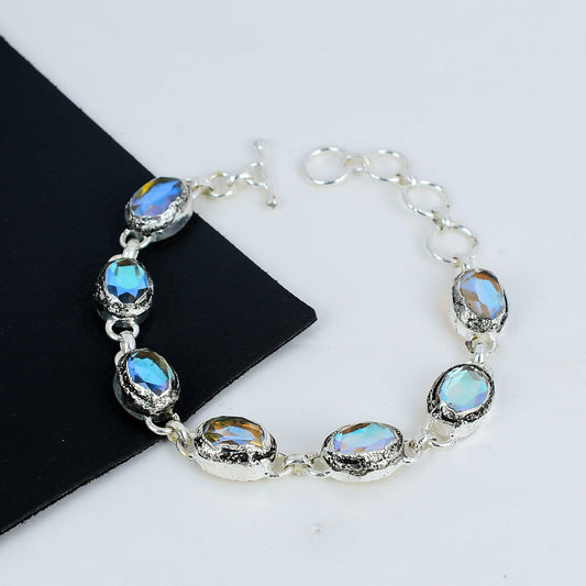Iridescent Mystic Topaz Silver Bracelet