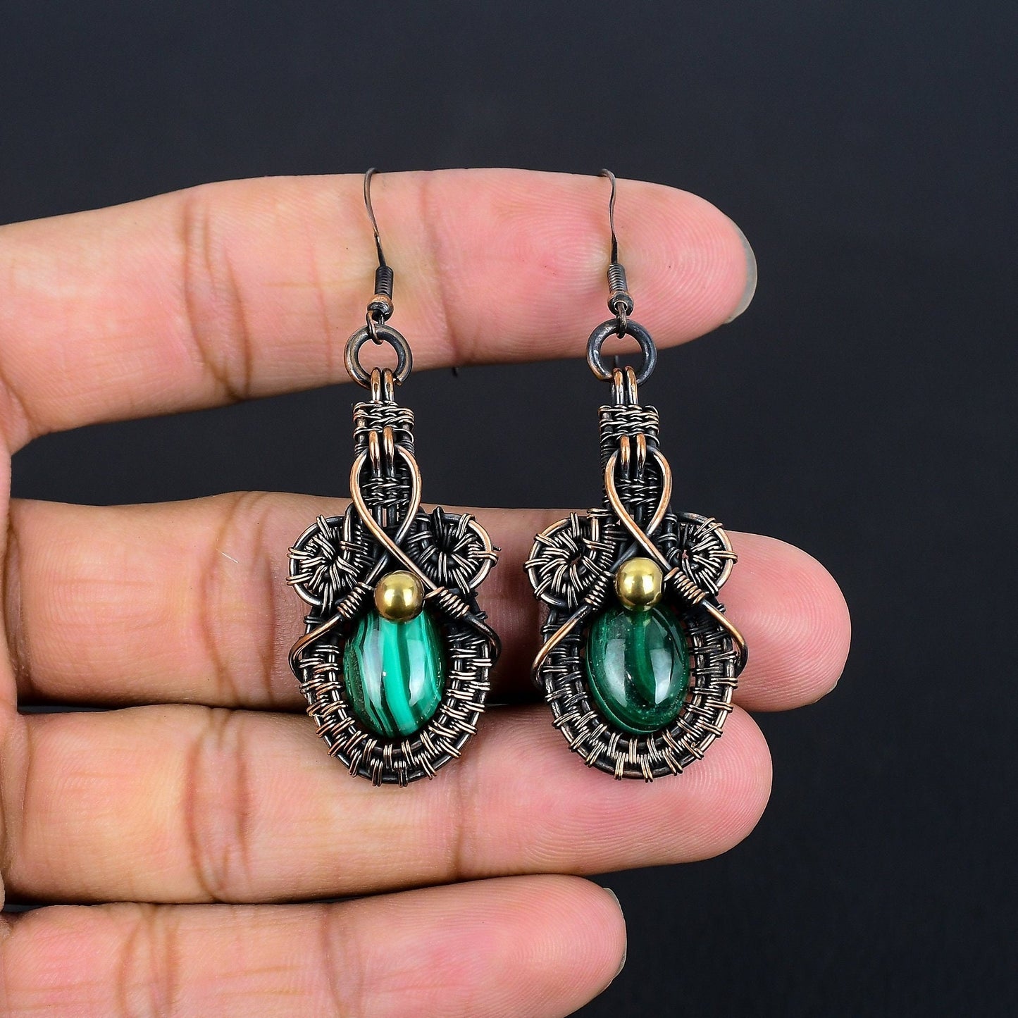 Green Malachite Gemstone Earrings