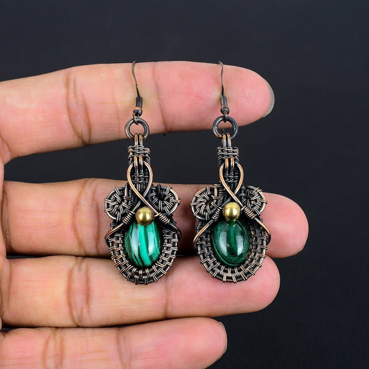 Green Malachite Gemstone Earrings