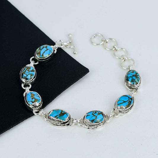 Turquoise Gemstone Sterling Silver Bracelet