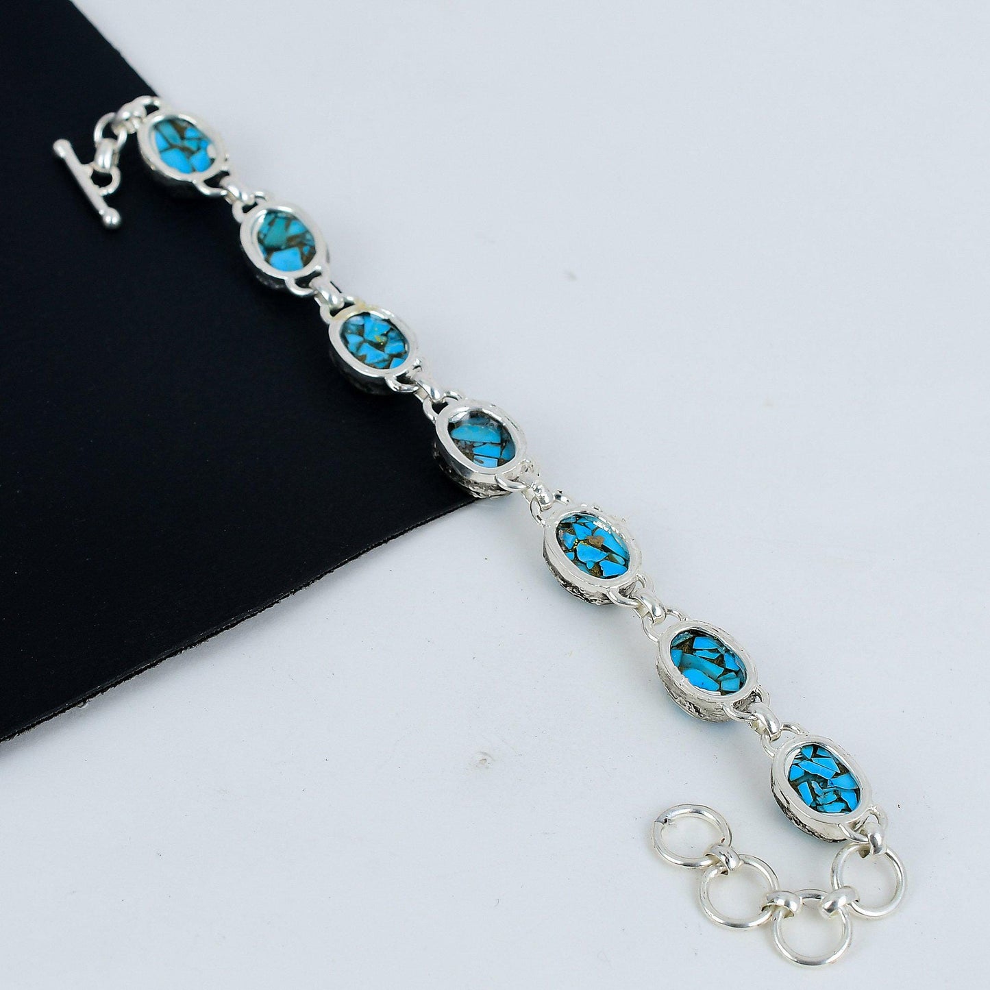 Turquoise Gemstone Sterling Silver Bracelet