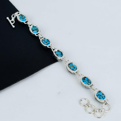 Turquoise Gemstone Sterling Silver Bracelet