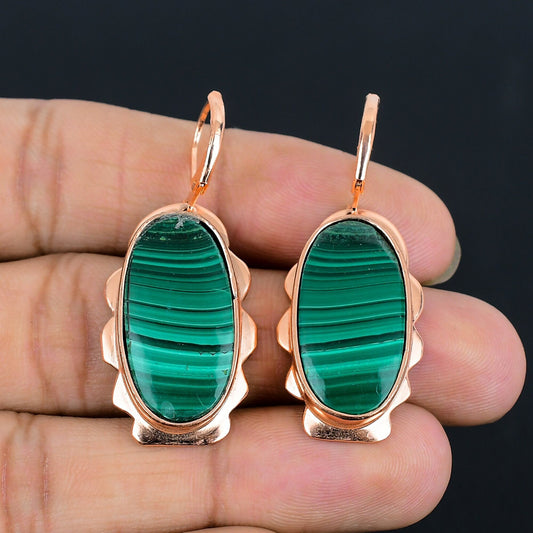 Green Malachite Gemstone Earrings