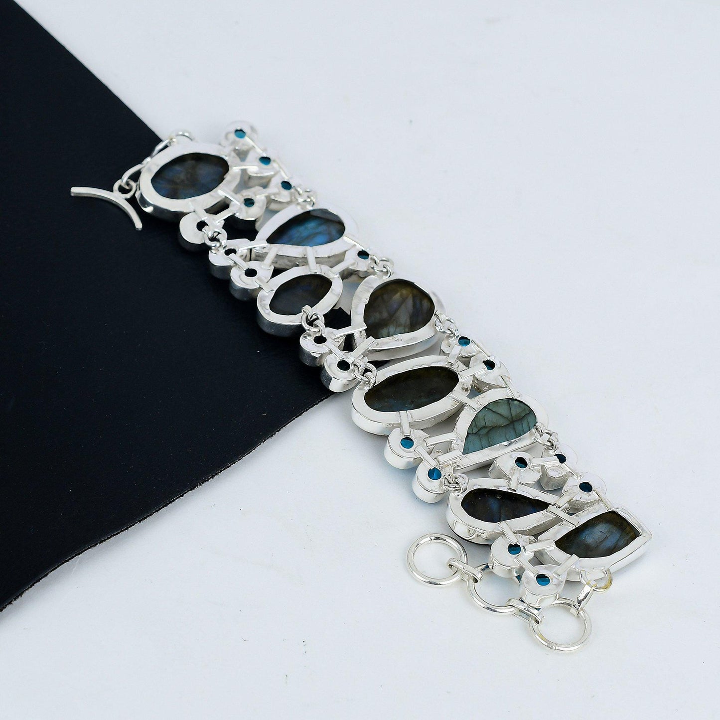 Blue Topaz & Labradorite Sterling Silver Bracelet