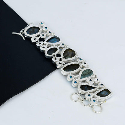 Blue Topaz & Labradorite Sterling Silver Bracelet