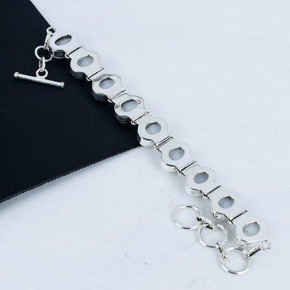 White Coral Gemstone Sterling Silver Bracelet