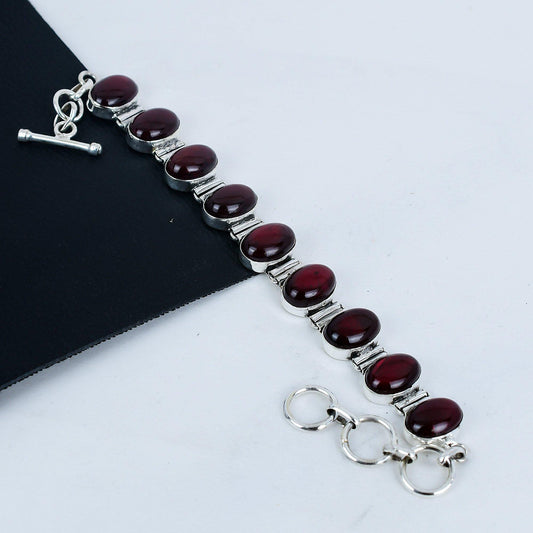 Red Flashy Labradorite Gemstone Bracelet