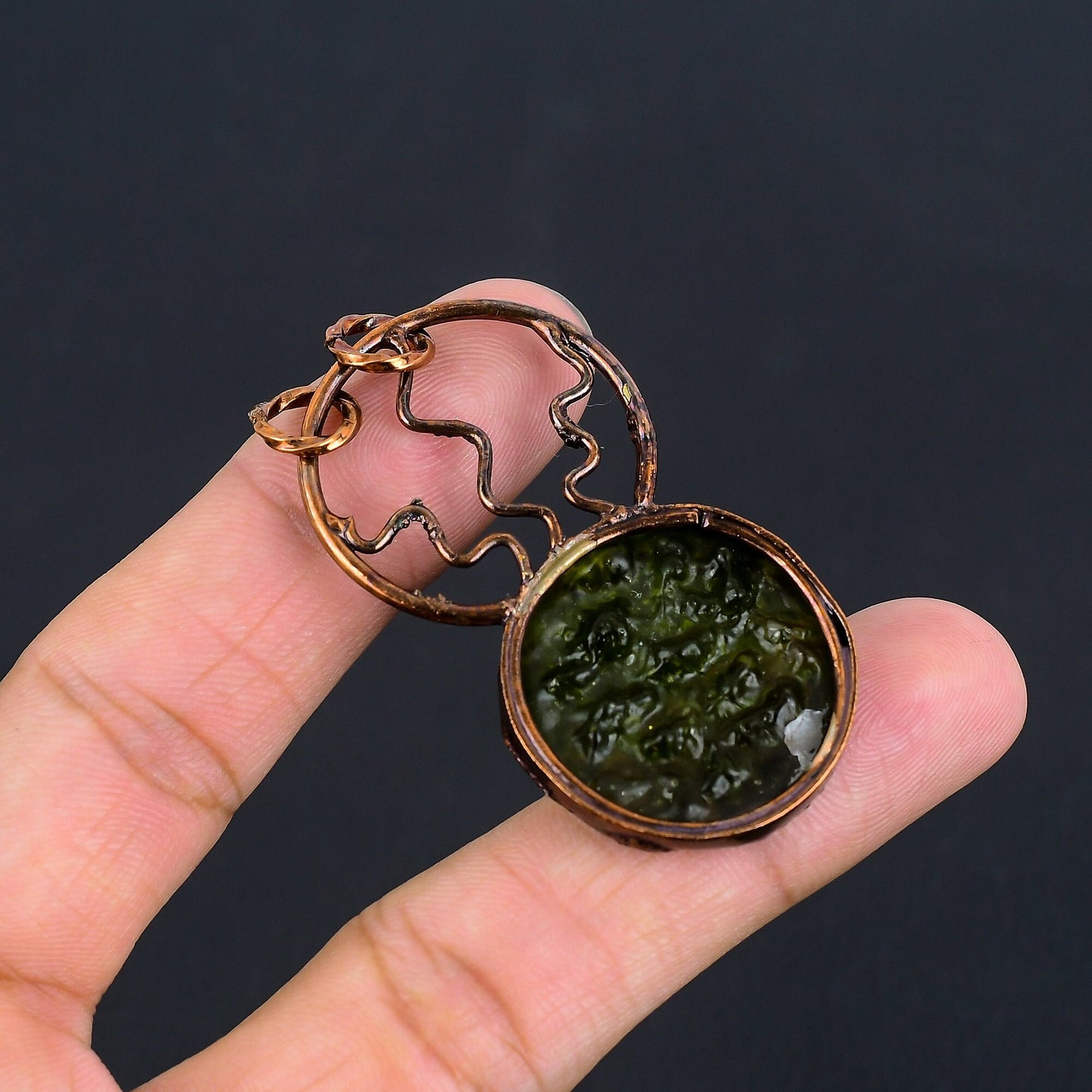 Green Moldavite Gemstone Pendant