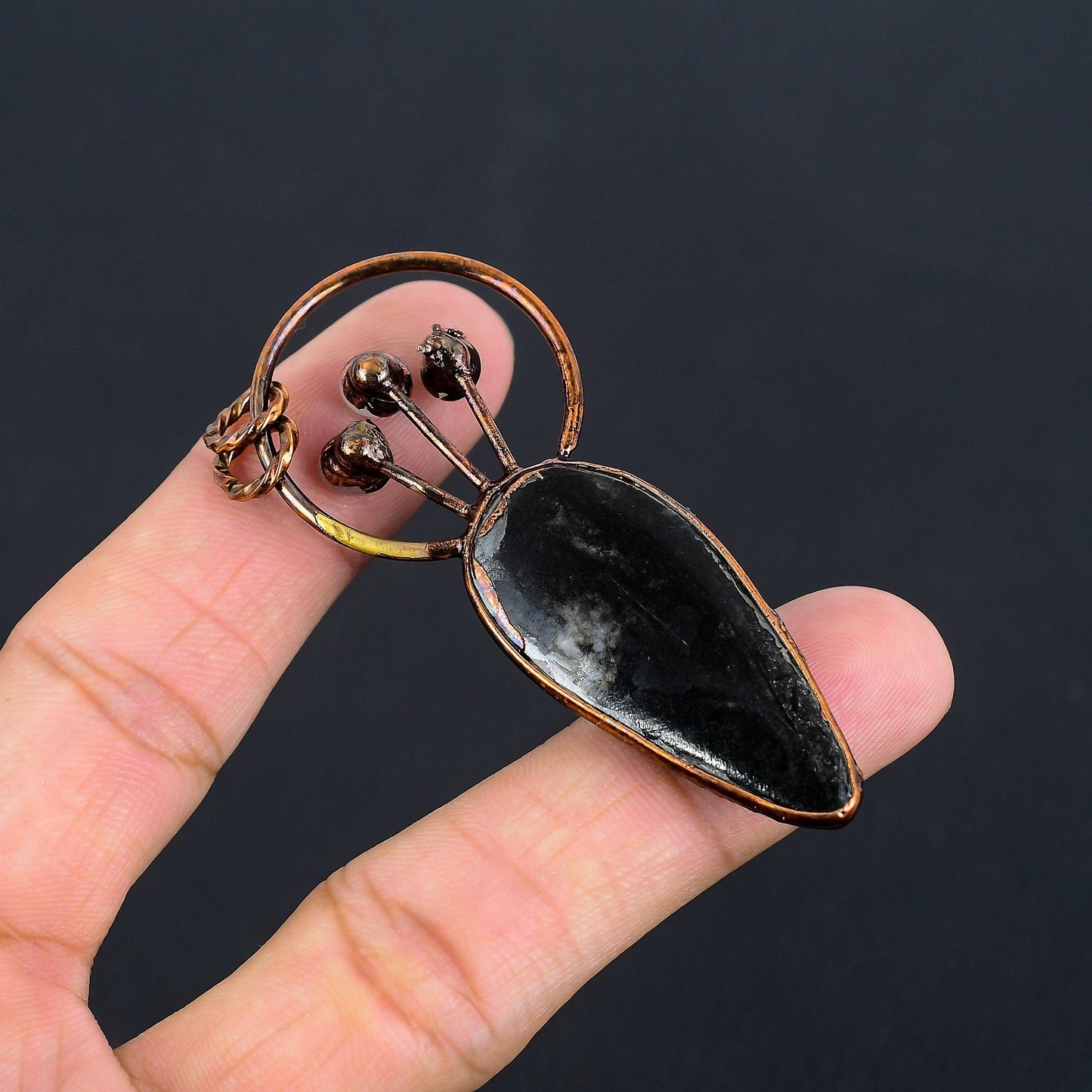 Black Orthoceras Gemstone Pendant