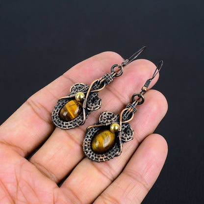 Brown Tiger Eye Gemstone Earrings