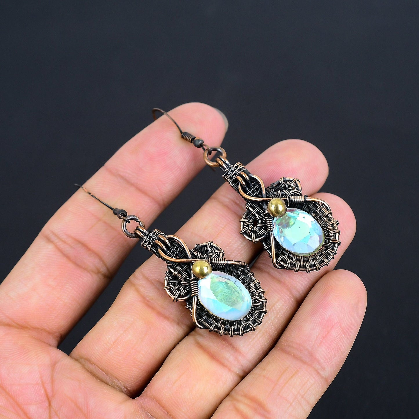 Rainbow Mystic Topaz Gemstone Earrings