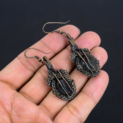 Copper Abalone & Red Garnet Gemstone Earrings