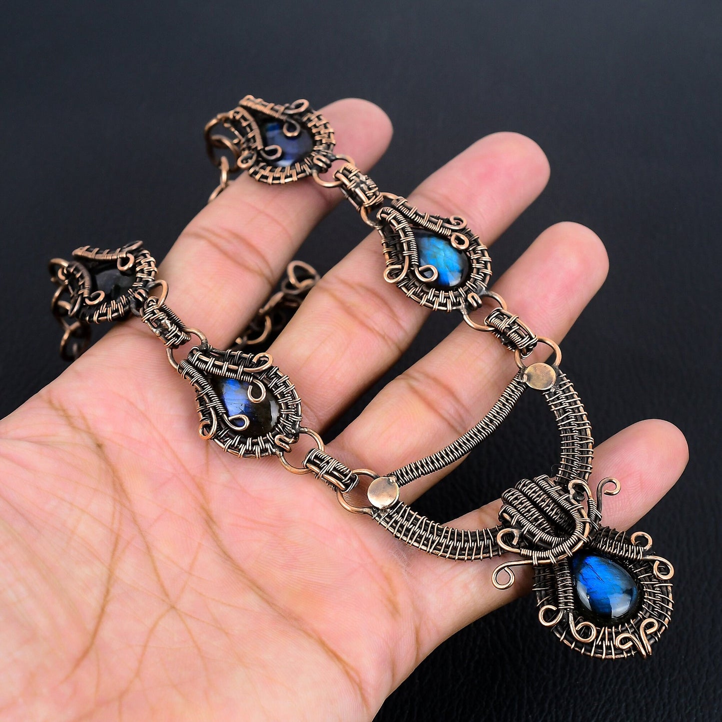 Blue-Green Labradorite Gemstone Necklace