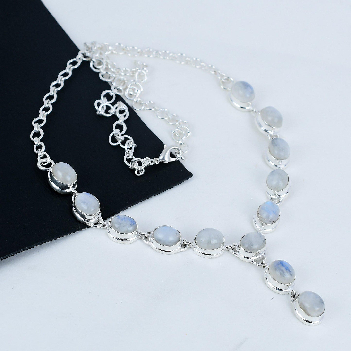 Sterling Silver Flashy Moonstone Necklace