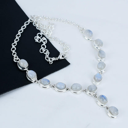 Sterling Silver Flashy Moonstone Necklace