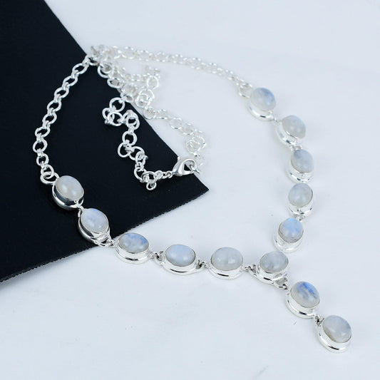 Sterling Silver Flashy Moonstone Necklace