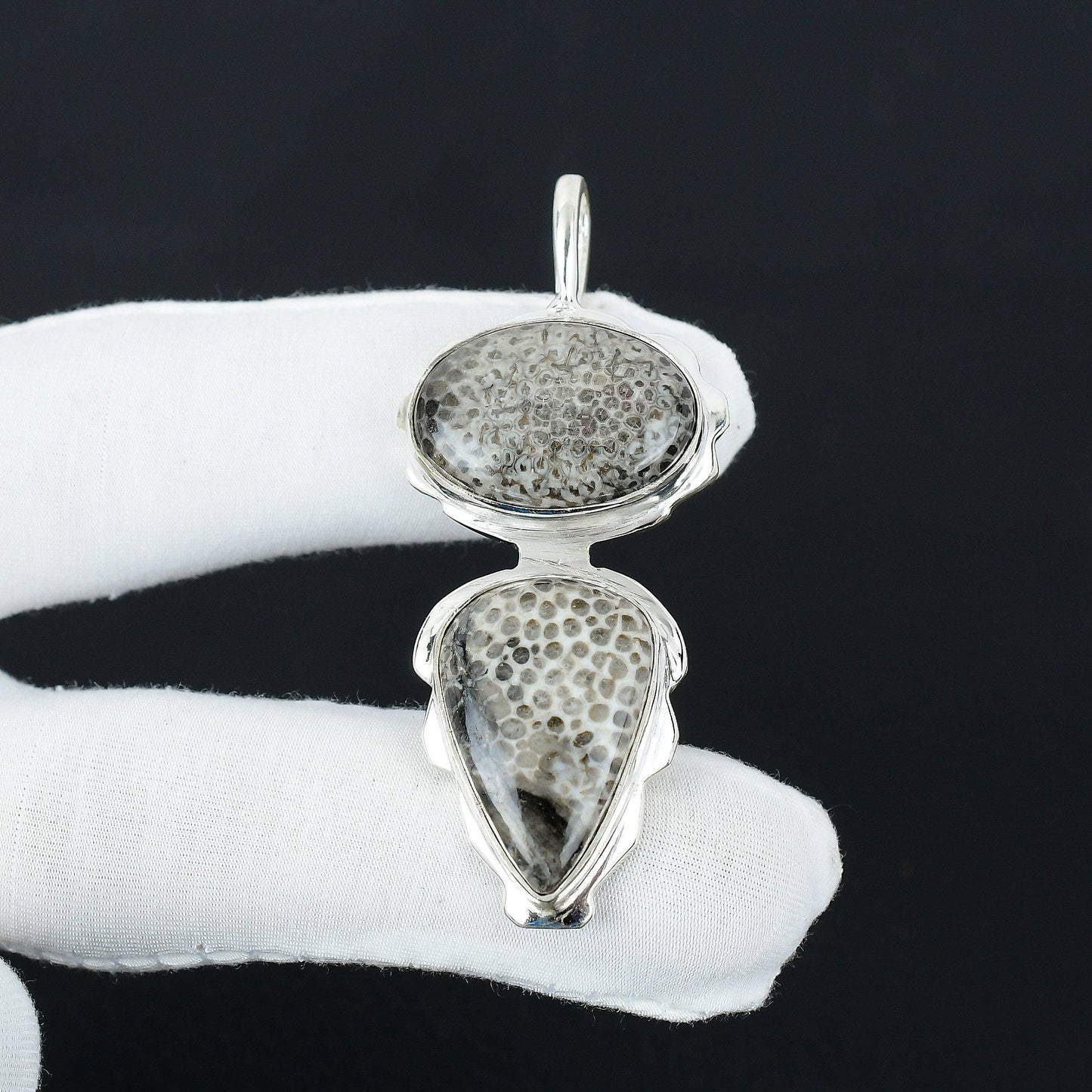 Stingray Coral Grey Gemstone Pendant
