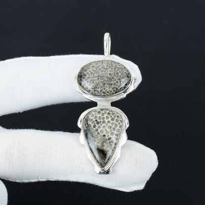 Stingray Coral Grey Gemstone Pendant