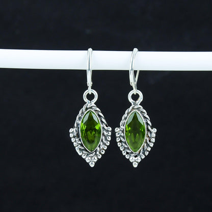 Green Peridot Gemstone Marquise Earrings