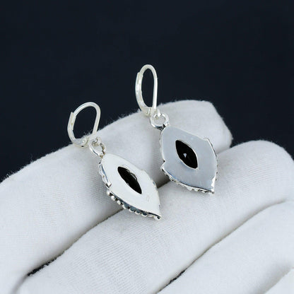Black Spinel Gemstone Marquise Earrings