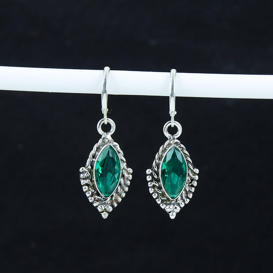 Green Apatite Gemstone Marquise Earrings