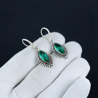 Green Apatite Gemstone Marquise Earrings