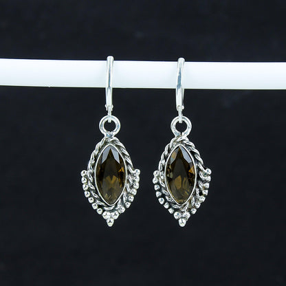 Smoky Topaz Marquise Sterling Silver Earrings