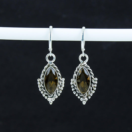Smoky Topaz Marquise Sterling Silver Earrings